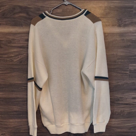 Vintage Made in Canada Golf Sweater | V-Neck Retro Knit Pullover Green / Brown - Picture 6 of 7